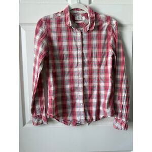 Purnell Y2K Red White Cotton Plaid Pearl Snap Shirt Fitted Western Size Medium